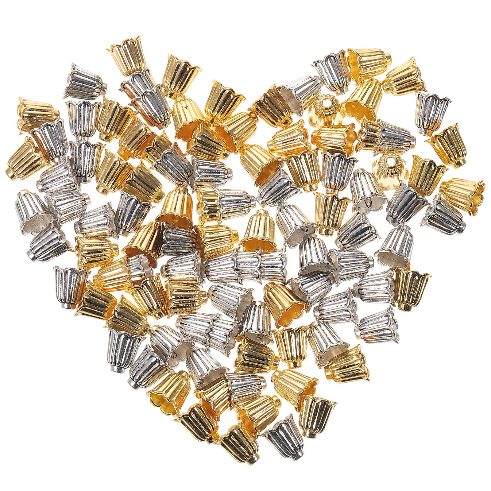 Flower Supply - 100Pcs Flower Design Bead Caps Alloy