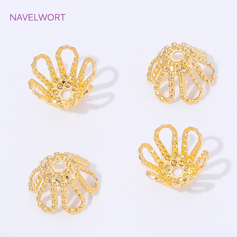 Flower Supply - 18K Gold Plated Spacer Beads Cap,Brass