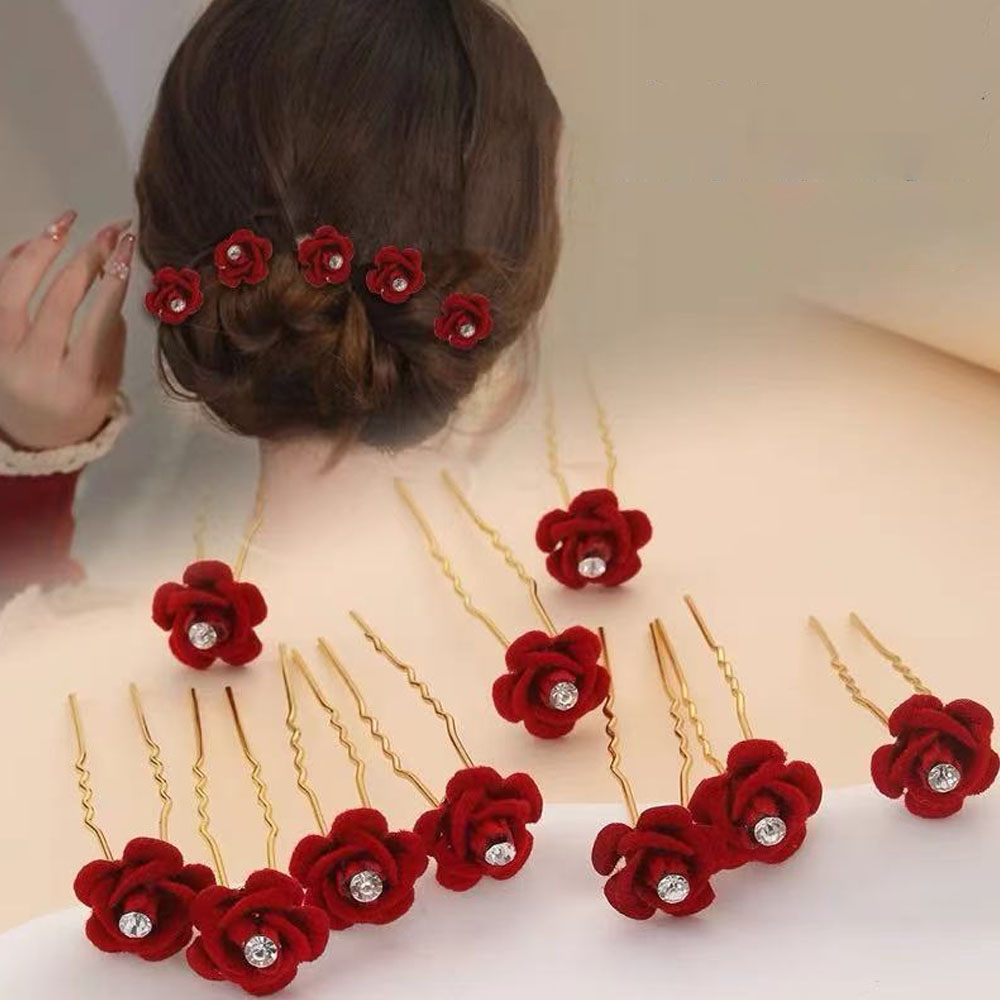 Flower Supply - 10Pcs Rose Hair Accessories Wedding Bride