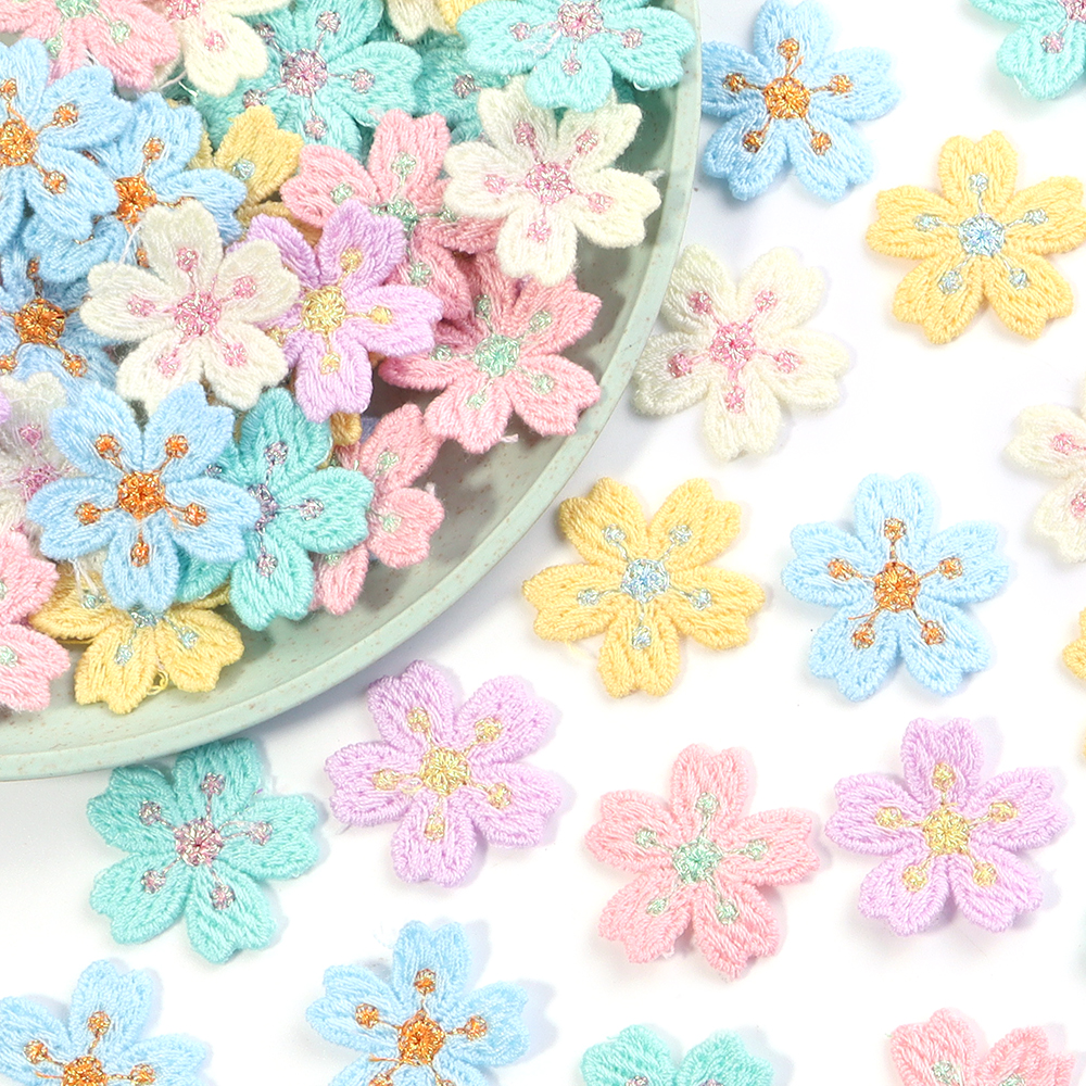 Flower Supply - 20pcs/lot Colorful 2.4cm Embroidery Flower Appliques