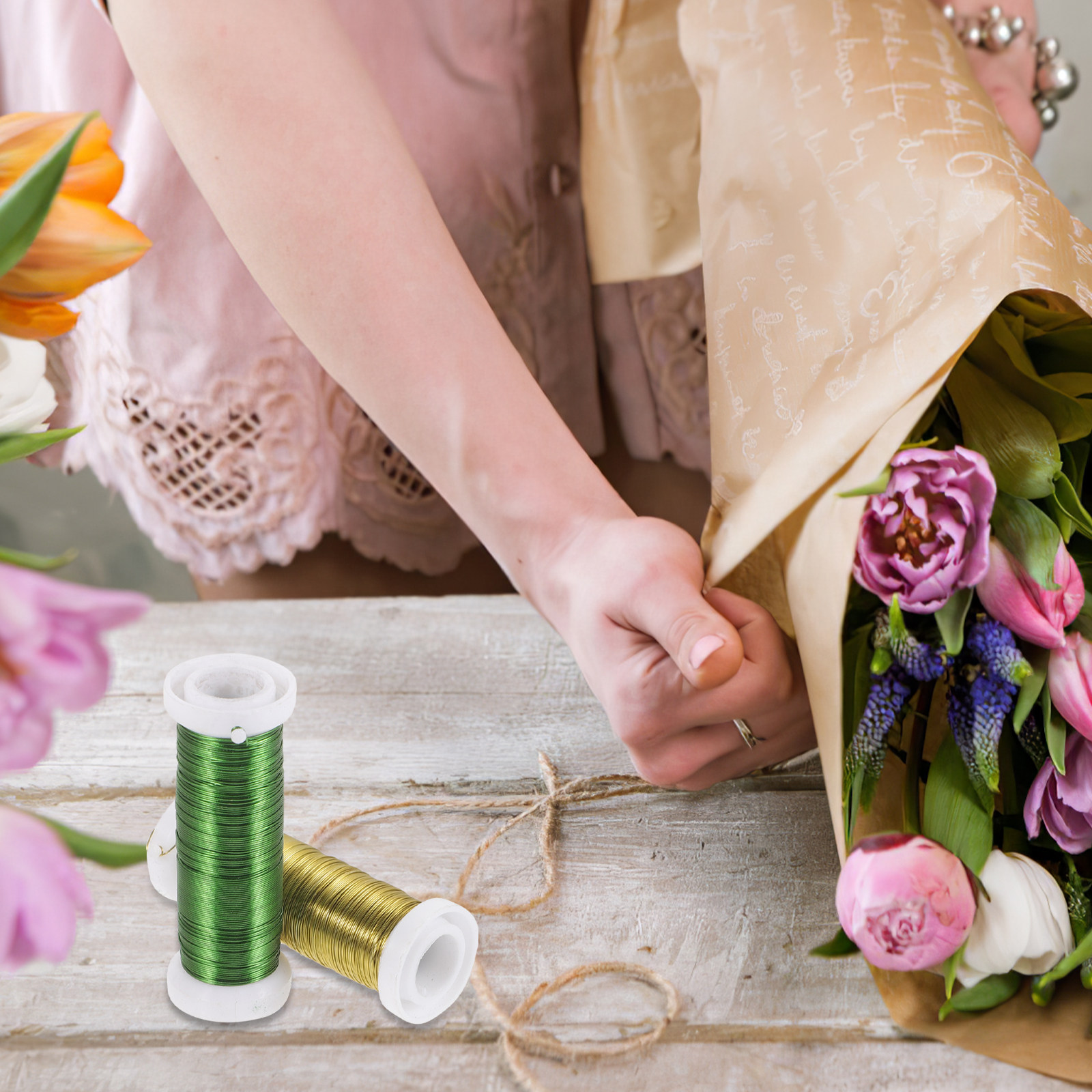 2 Rolls Florist Wire Floral St - Florist Wreath Supply 评论和价格