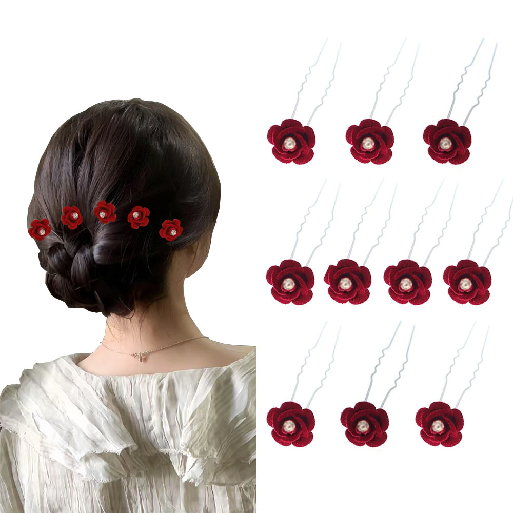 10Pcs Rose Hair Accessories We - Flower Supply 评论和价格