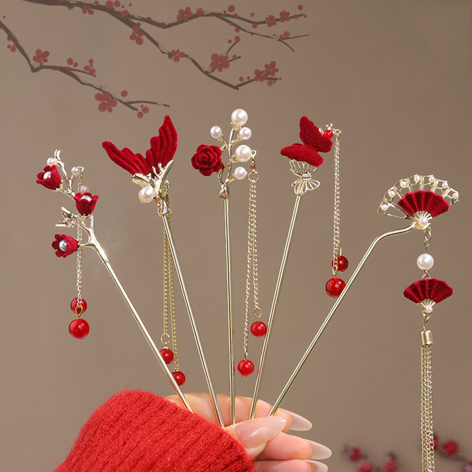 Chinese Style Rose Flower Hair - Flower Supply 评论和价格