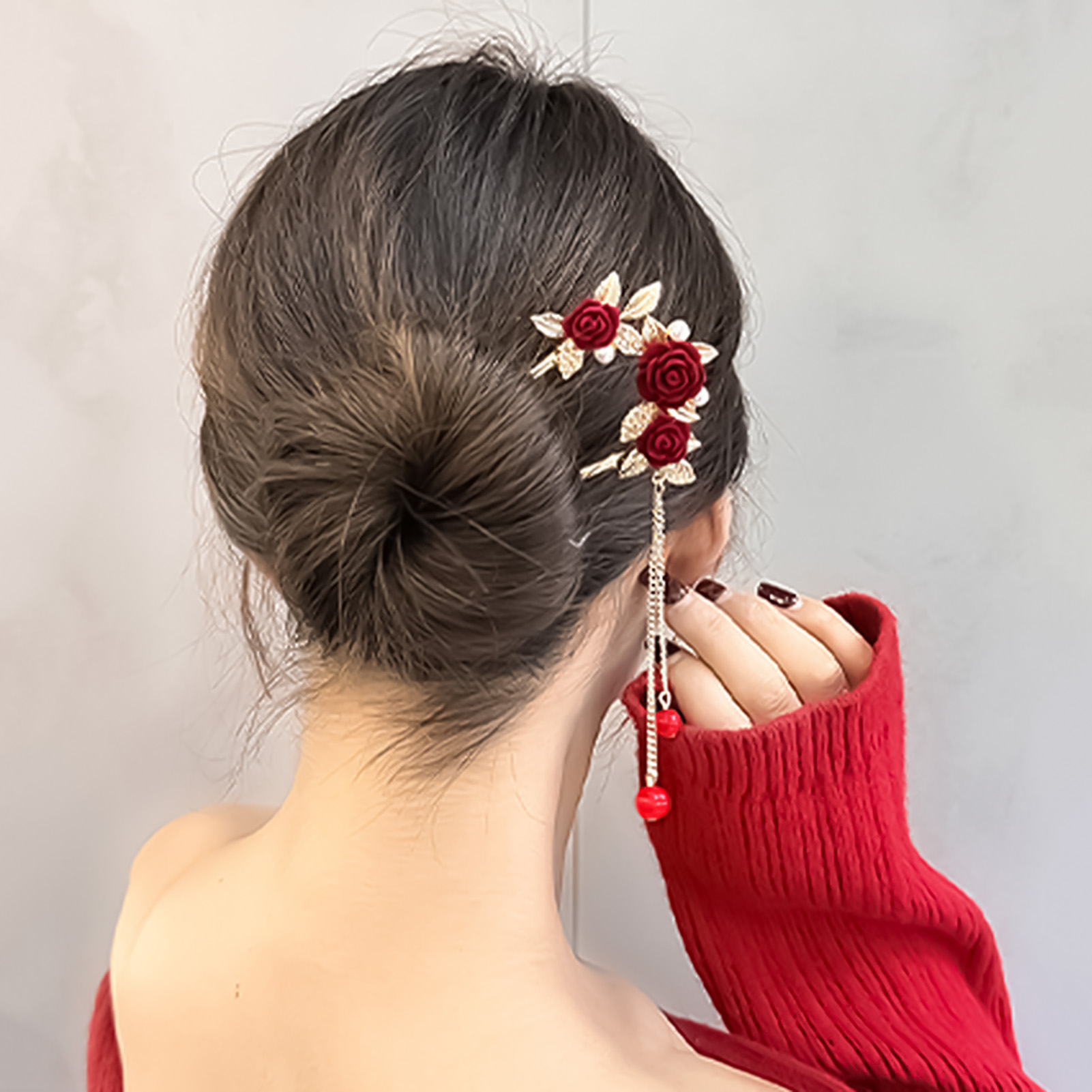 Chinese Style Rose Flower Hair - Flower Supply 评论和价格