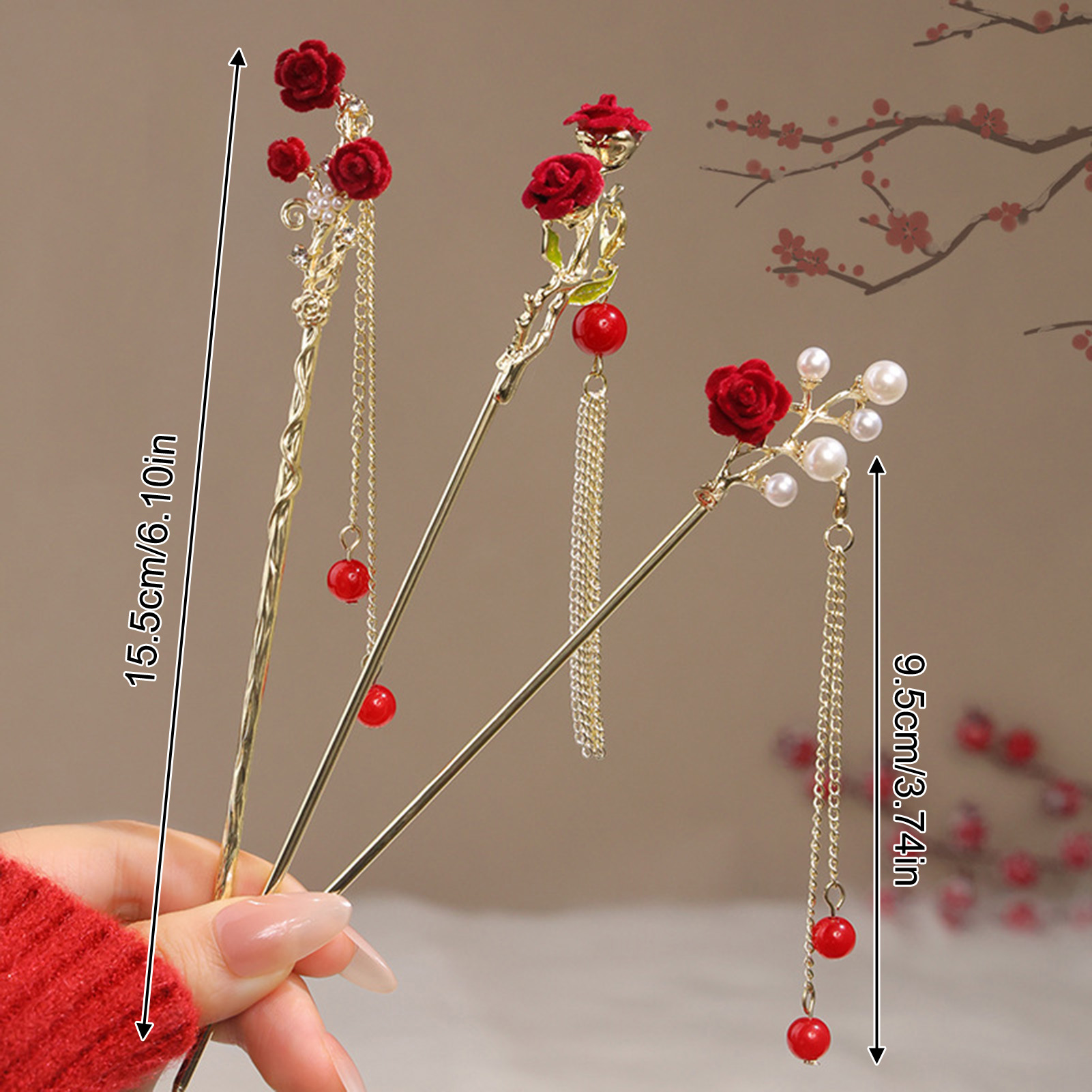 Chinese Style Rose Flower Hair - Flower Supply 评论和价格