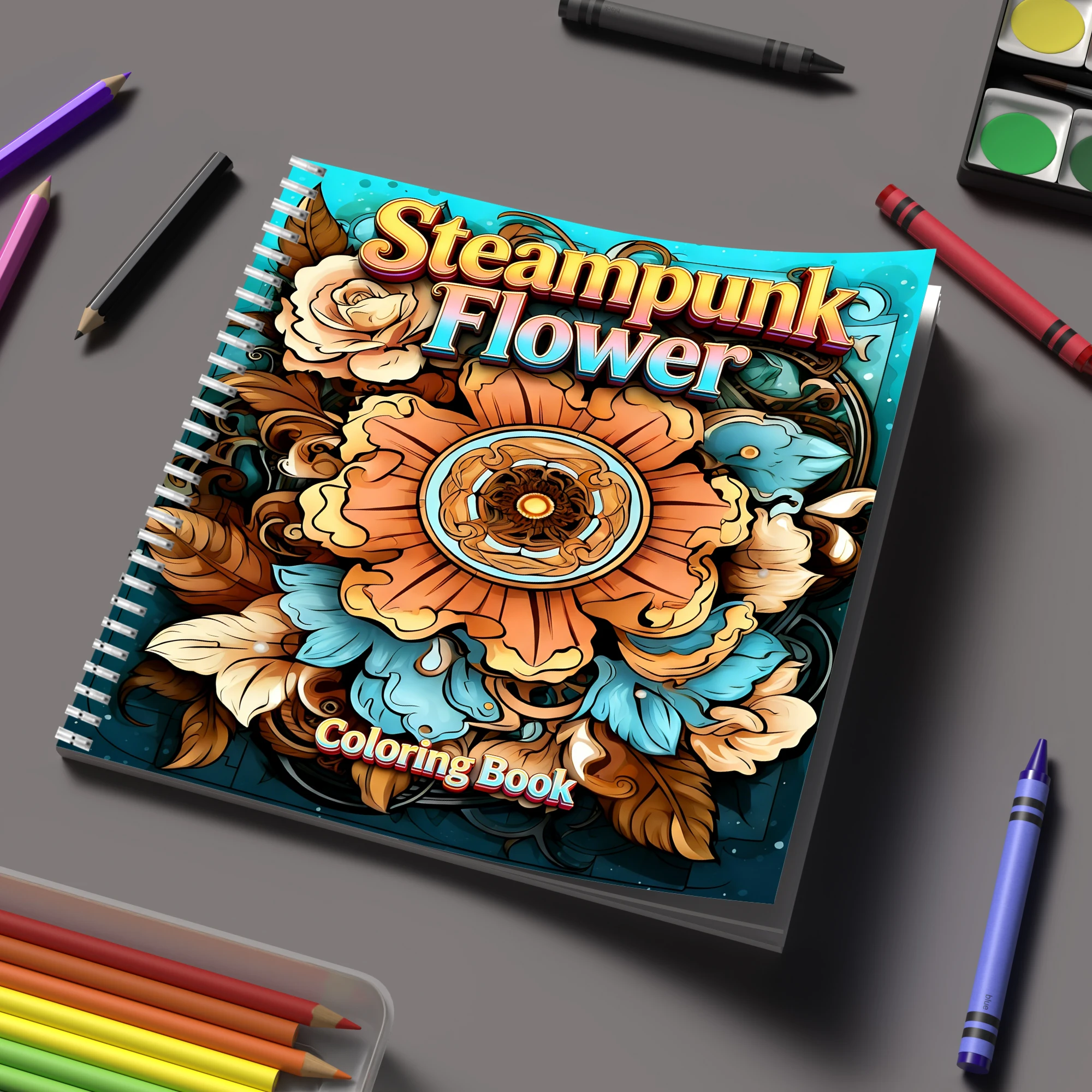 Coloring Book Steampunk Flower - Flower Supply 评论和价格