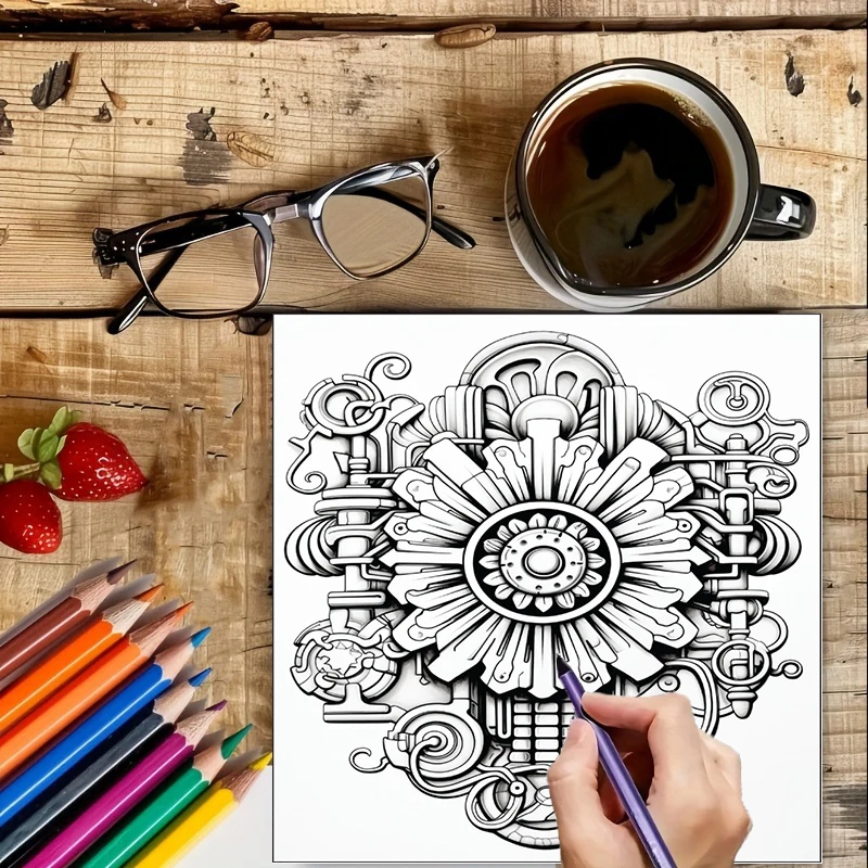 Coloring Book Steampunk Flower - Flower Supply 评论和价格