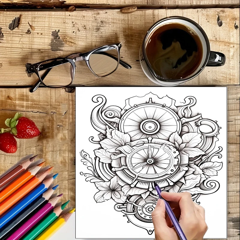 Coloring Book Steampunk Flower - Flower Supply 评论和价格
