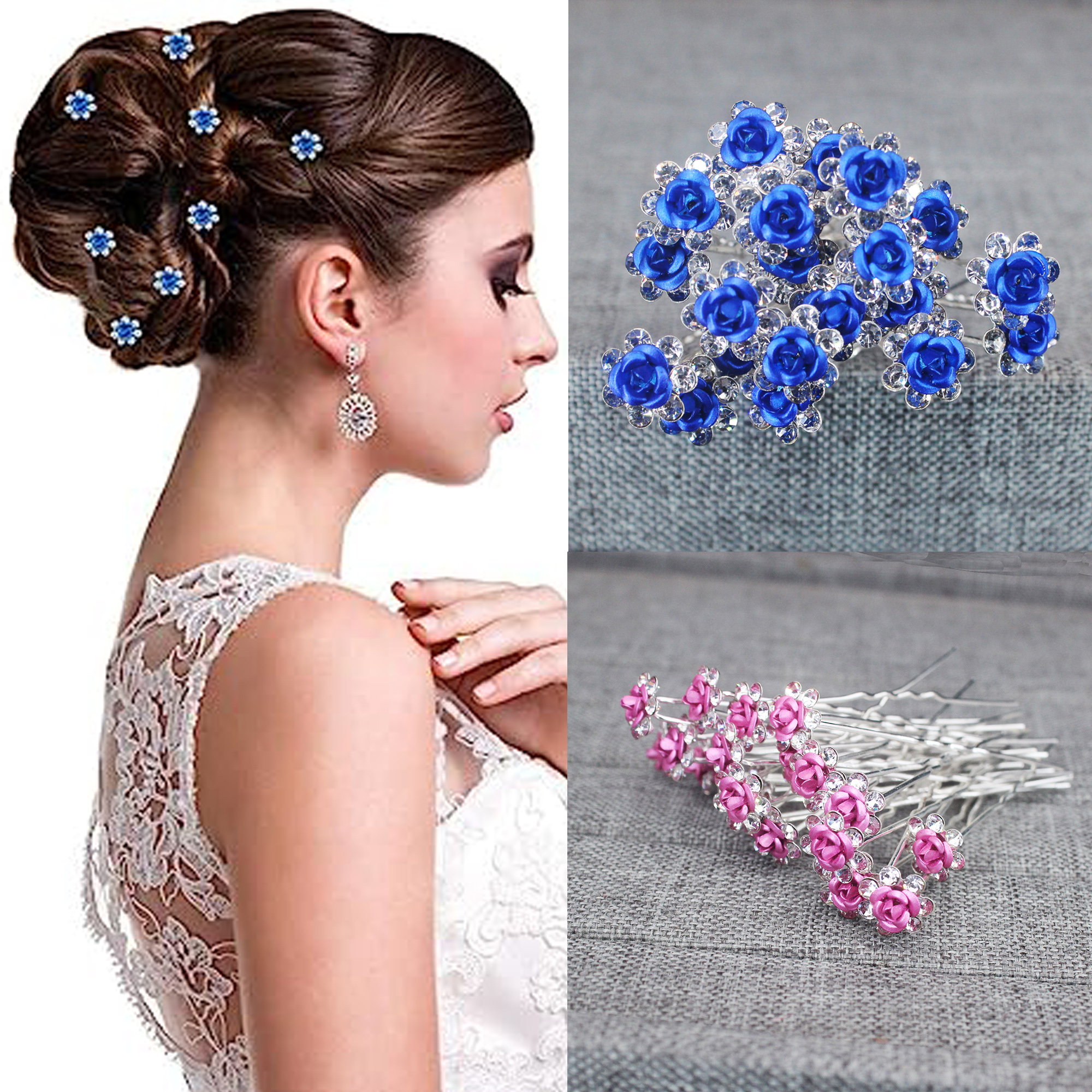 20PCS Rose Flower Rhinestone H - Flower Supply 评论和价格